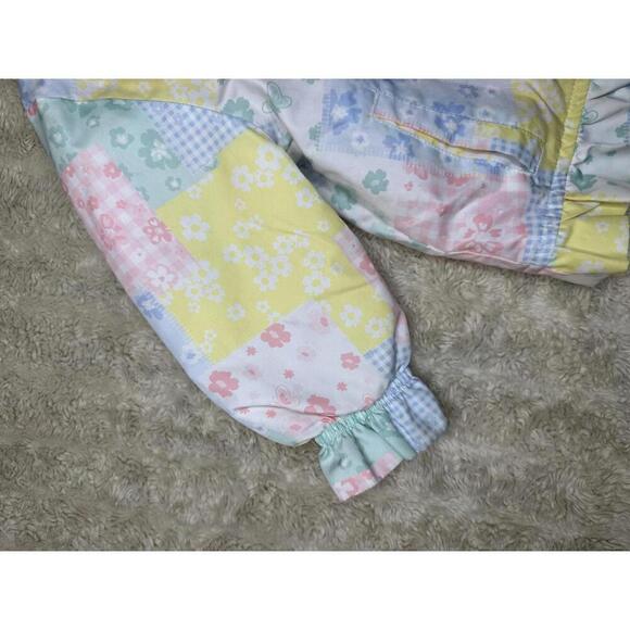 London Fog multicolored patchwork zip front ruffled hooded raincoat Size 12M - Picture 4 of 7